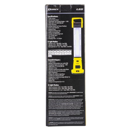 Dorcy 1300 Lumen Rechargeable Flip Worklight Light w/powerbank 41-2638